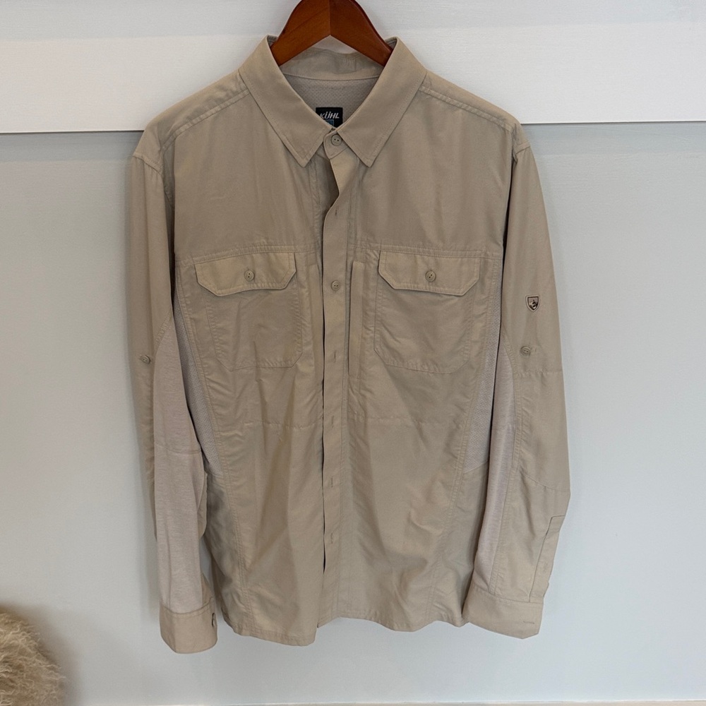 Kuhl Light Tan Shirt Performance Button Down sz L